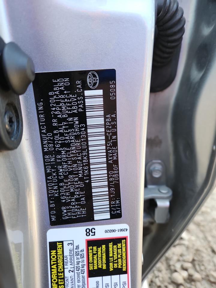 2020 Toyota Camry Xse VIN: 4T1K61BK9LU013043 Lot: 82316115