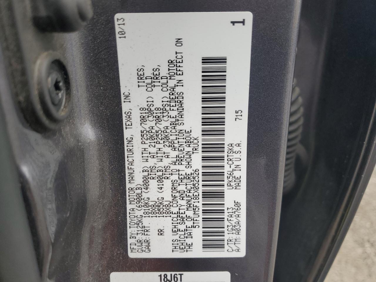 2014 Toyota Tundra Double Cab Sr VIN: 5TFUM5F18EX052526 Lot: 84914315