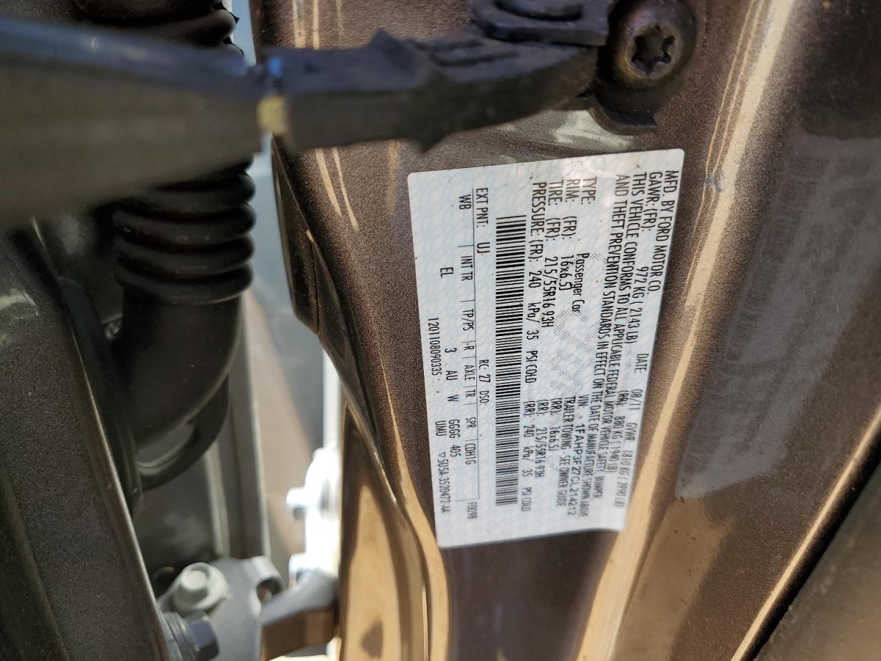 2012 Ford Focus Se VIN: 1FAHP3F27CL214212 Lot: 84871105