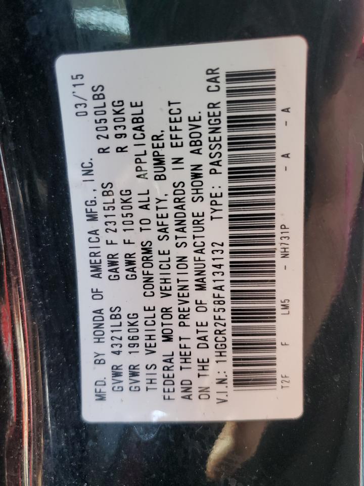 2015 Honda Accord Sport VIN: 1HGCR2F58FA134132 Lot: 82194545