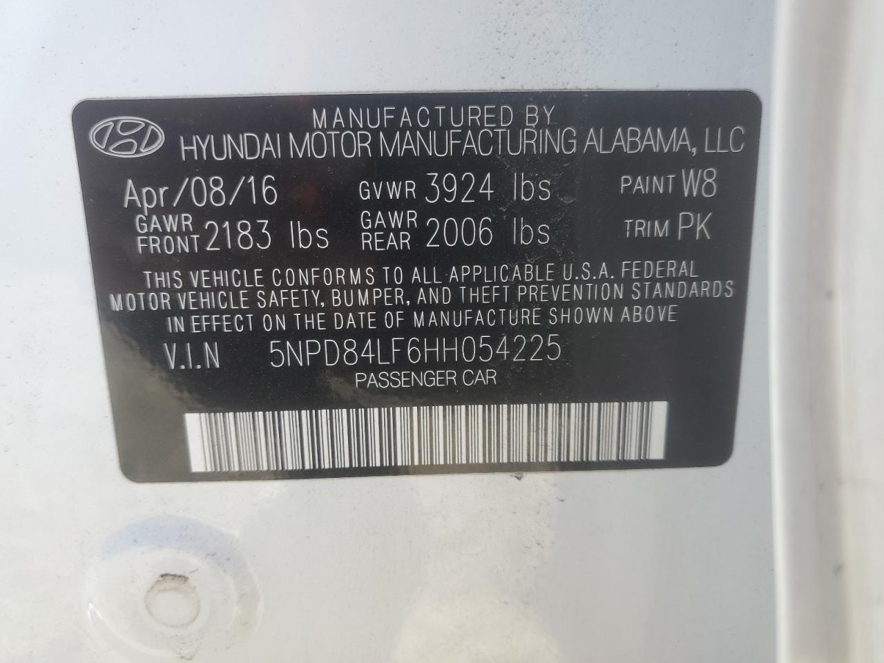 2017 Hyundai Elantra Se VIN: 5NPD84LF6HH054225 Lot: 85690465