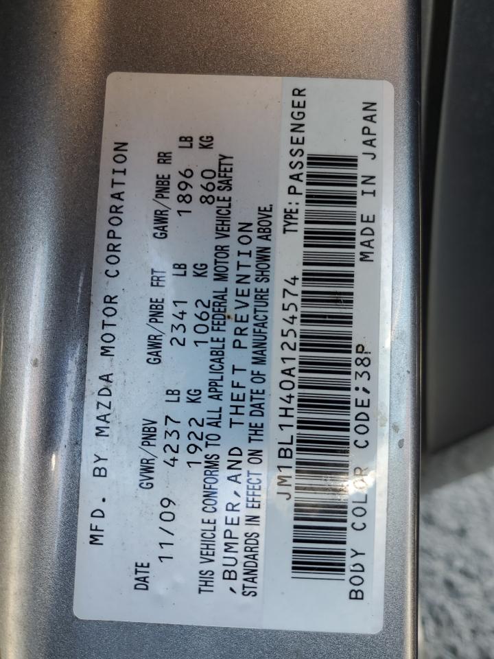 2010 Mazda Speed 3 VIN: JM1BL1H40A1254574 Lot: 90138285