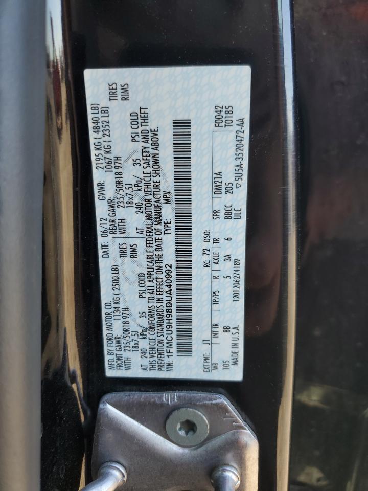 2013 Ford Escape Sel VIN: 1FMCU9H98DUA40992 Lot: 85904995