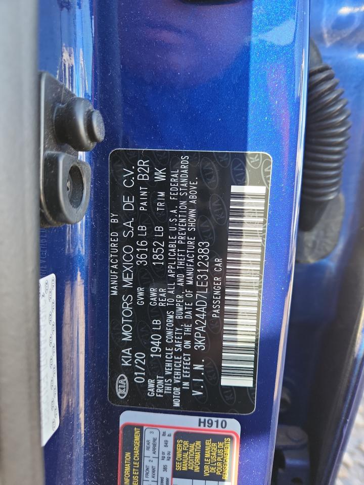 2020 Kia Rio Lx VIN: 3KPA24AD7LE312383 Lot: 84645305
