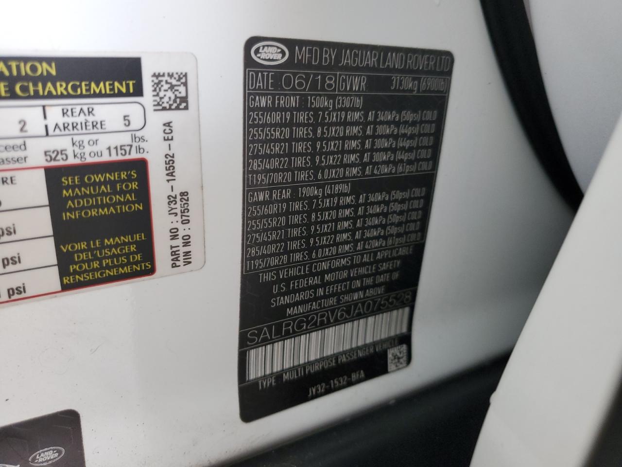 2018 Land Rover Discovery Se VIN: SALRG2RV6JA075528 Lot: 82340565