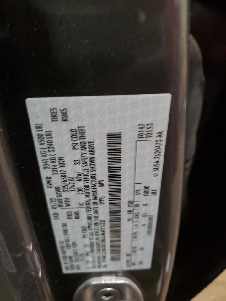 2022 Ford Escape Se VIN: 1FMCU9G63NUA41122 Lot: 86259935