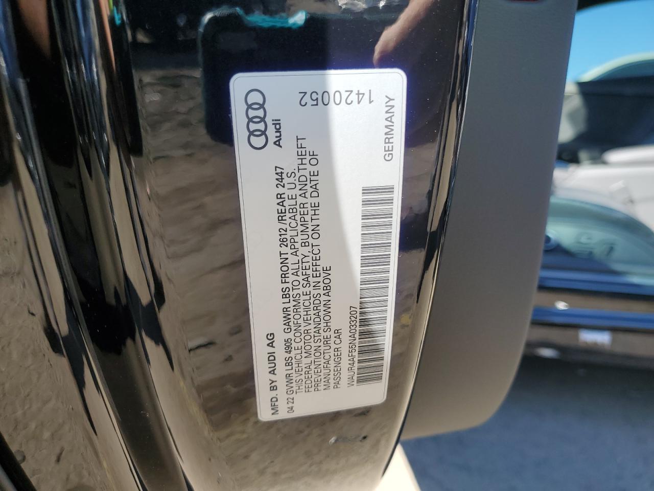 2022 Audi S5 Prestige VIN: WAUR4AF55NA033207 Lot: 86880035