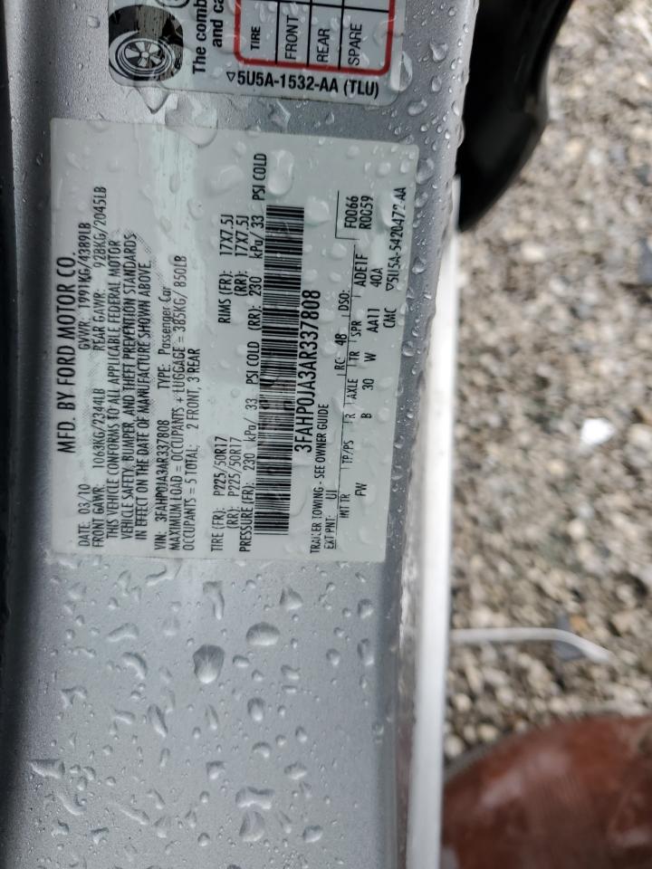 2010 Ford Fusion Sel VIN: 3FAHP0JA3AR337808 Lot: 85401255