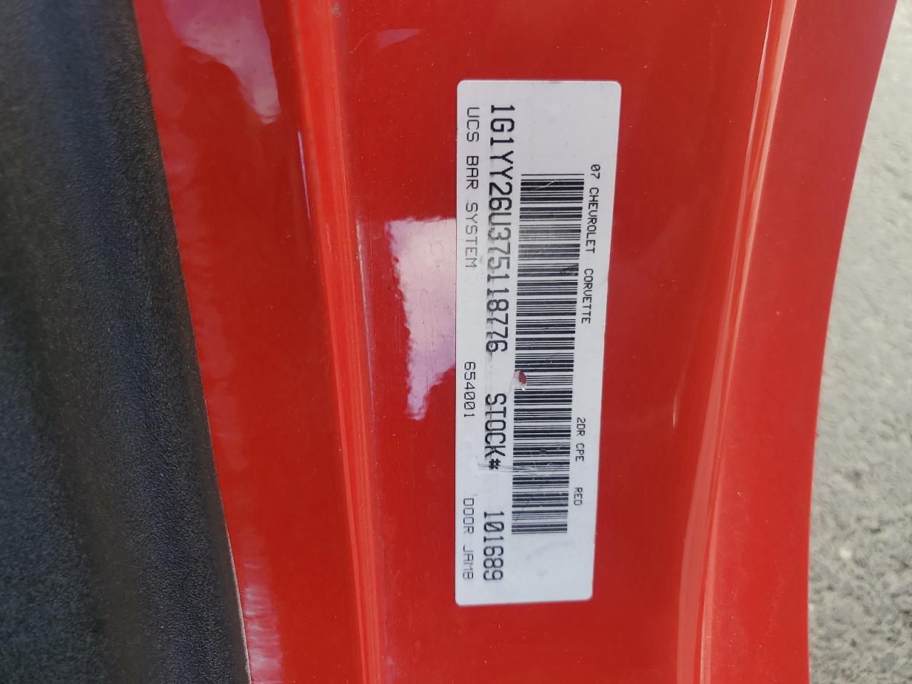 2007 Chevrolet Corvette VIN: 1G1YY26U375118776 Lot: 84282885