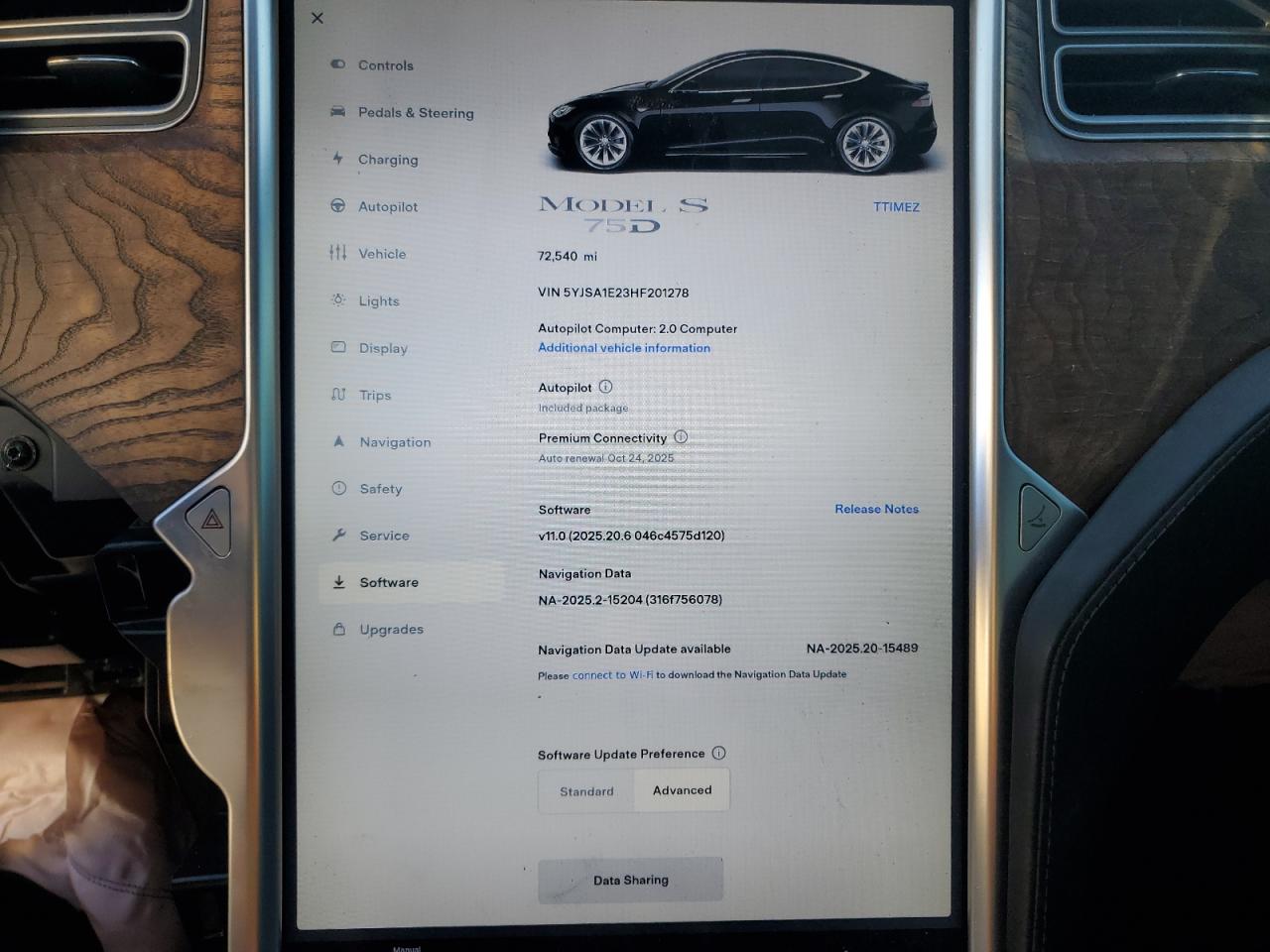 2017 Tesla Model S VIN: 5YJSA1E23HF201278 Lot: 87051025