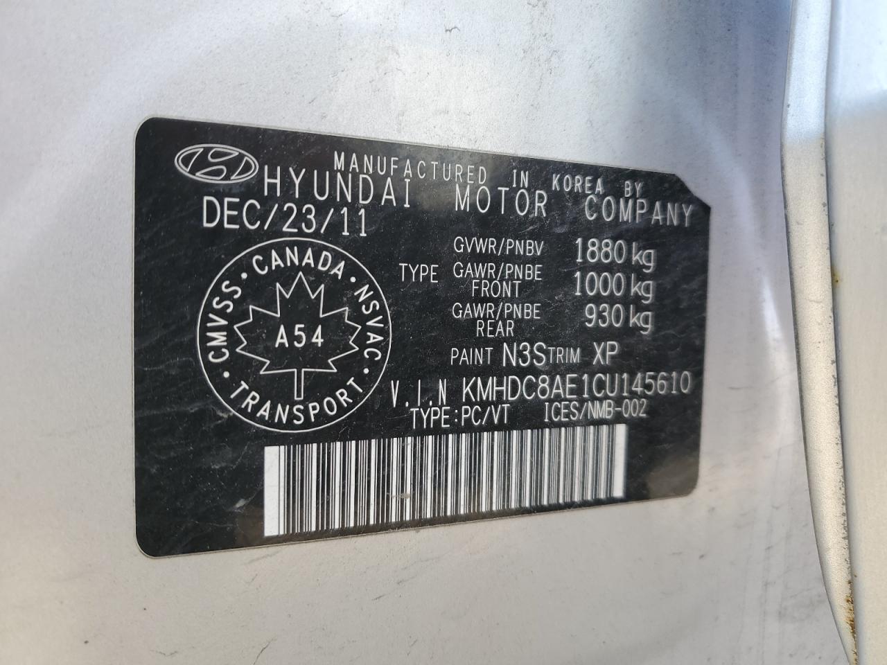 2012 Hyundai Elantra Touring Gls VIN: KMHDC8AE1CU145610 Lot: 82262375