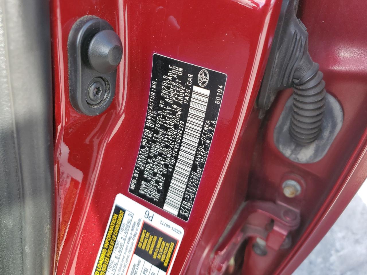 2015 Toyota Camry Le VIN: 4T1BF1FK8FU988339 Lot: 82351095