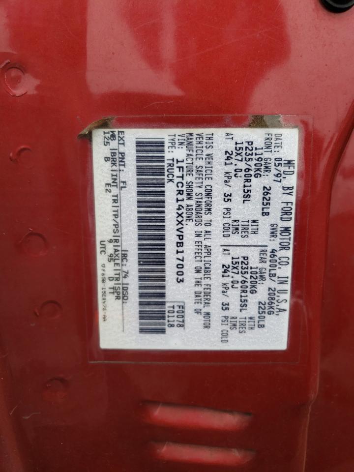 1997 Ford Ranger Super Cab VIN: 1FTCR14XXVPB17003 Lot: 82570675