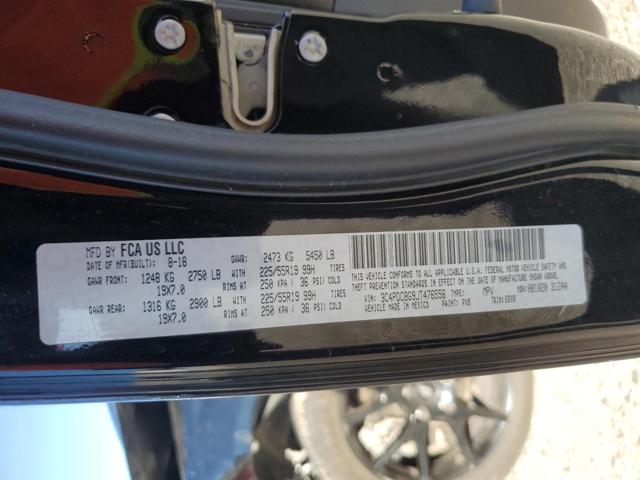 2018 Dodge Journey Sxt VIN: 3C4PDCBG9JT476556 Lot: 82473095