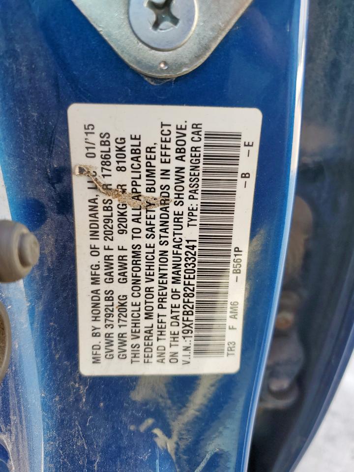 2015 Honda Civic Ex VIN: 19XFB2F82FE033241 Lot: 85761145