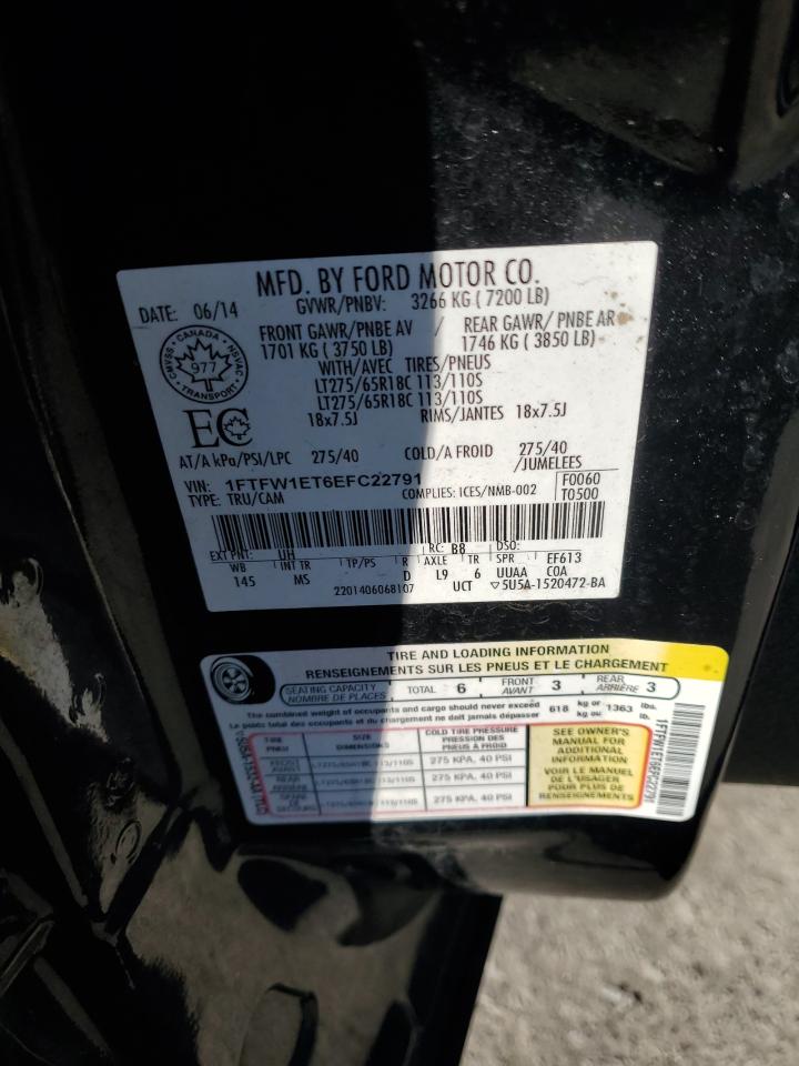 2014 Ford F150 Supercrew VIN: 1FTFW1ET6EFC22791 Lot: 82342505