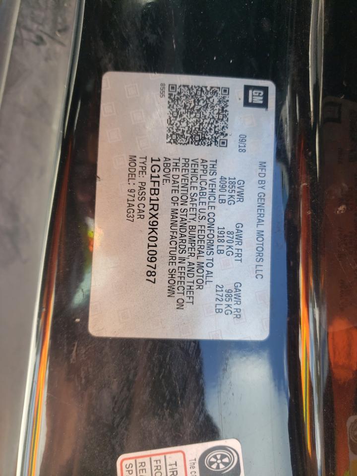 2019 Chevrolet Camaro Ls VIN: 1G1FB1RX9K0109787 Lot: 85910715