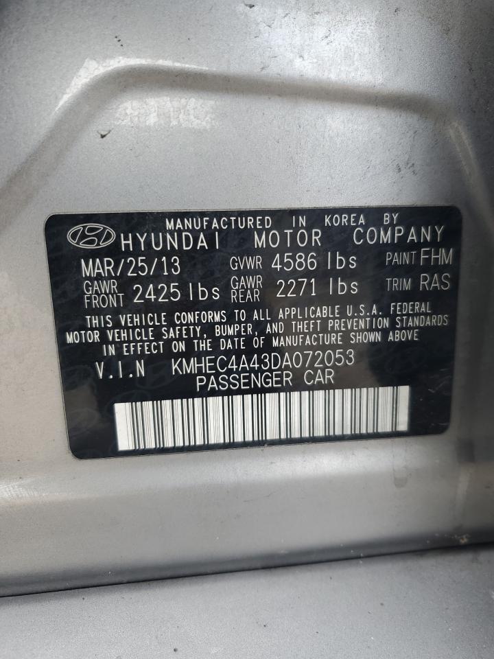 2013 Hyundai Sonata Hybrid VIN: KMHEC4A43DA072053 Lot: 90721785