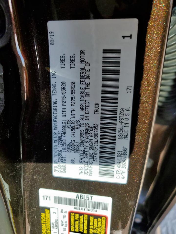 2020 Toyota Tundra Crewmax 1794 VIN: 5TFAY5F15LX887052 Lot: 84475575