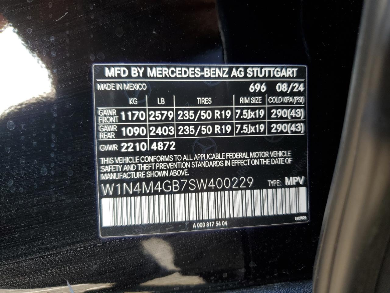 2025 Mercedes-Benz Glb 250 VIN: W1N4M4GB7SW400229 Lot: 82243335