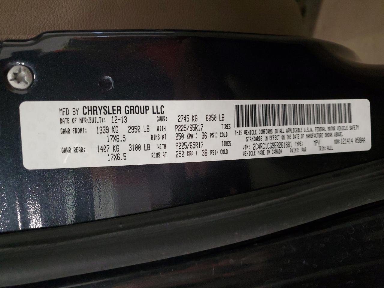 2014 Chrysler Town & Country Touring L VIN: 2C4RC1CG9ER261881 Lot: 82649185
