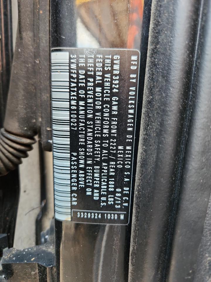 2014 Volkswagen Beetle VIN: 3VWFP7ATXEM610027 Lot: 86152145