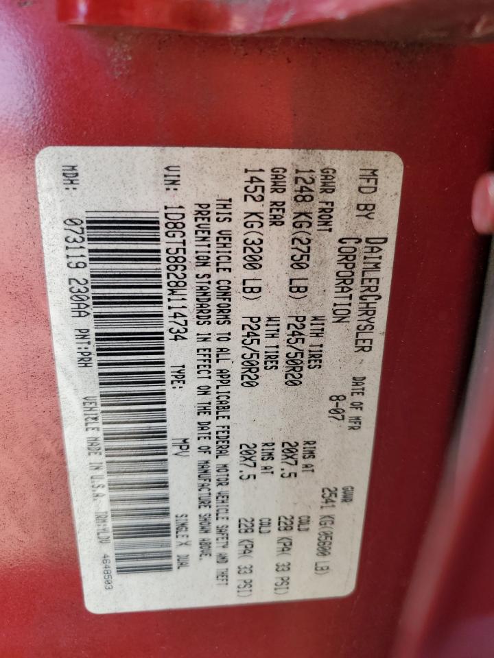 2008 Dodge Nitro R/T VIN: 1D8GT58628W114734 Lot: 90643585