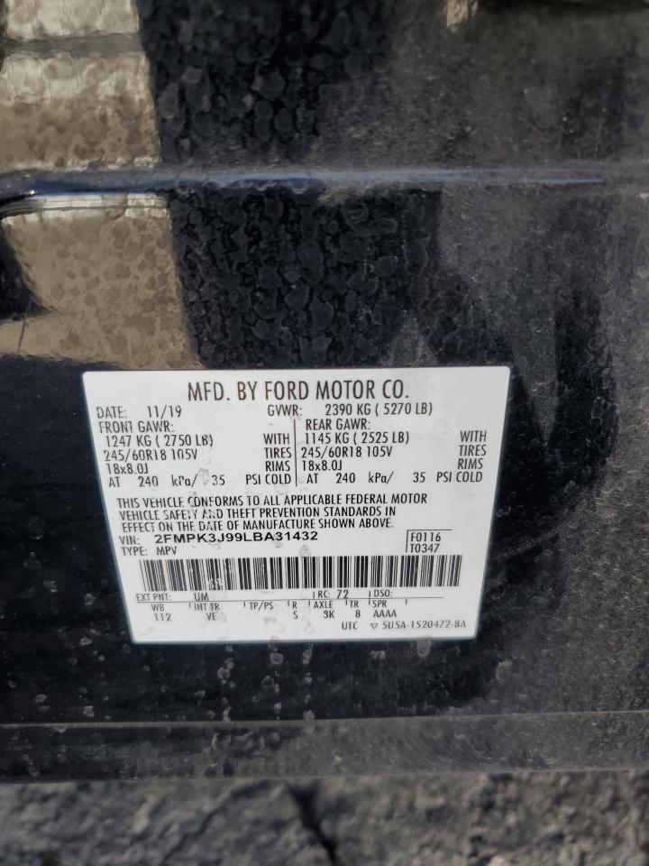 2020 Ford Edge Sel VIN: 2FMPK3J99LBA31432 Lot: 87108155