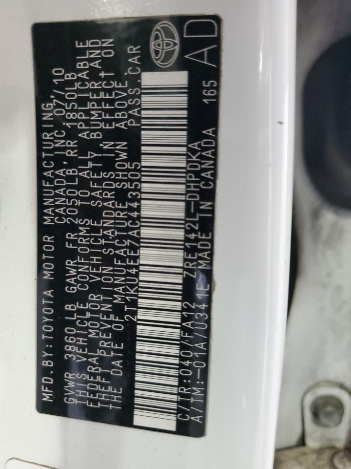 2010 Toyota Corolla Matrix VIN: 2T1KU4EE7AC443505 Lot: 81934615