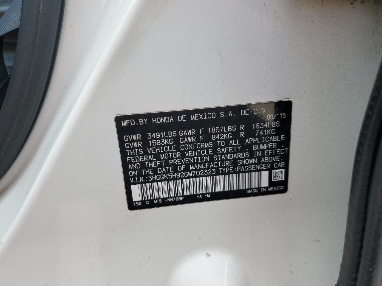 2016 Honda Fit Ex VIN: 3HGGK5H92GM702323 Lot: 84951475