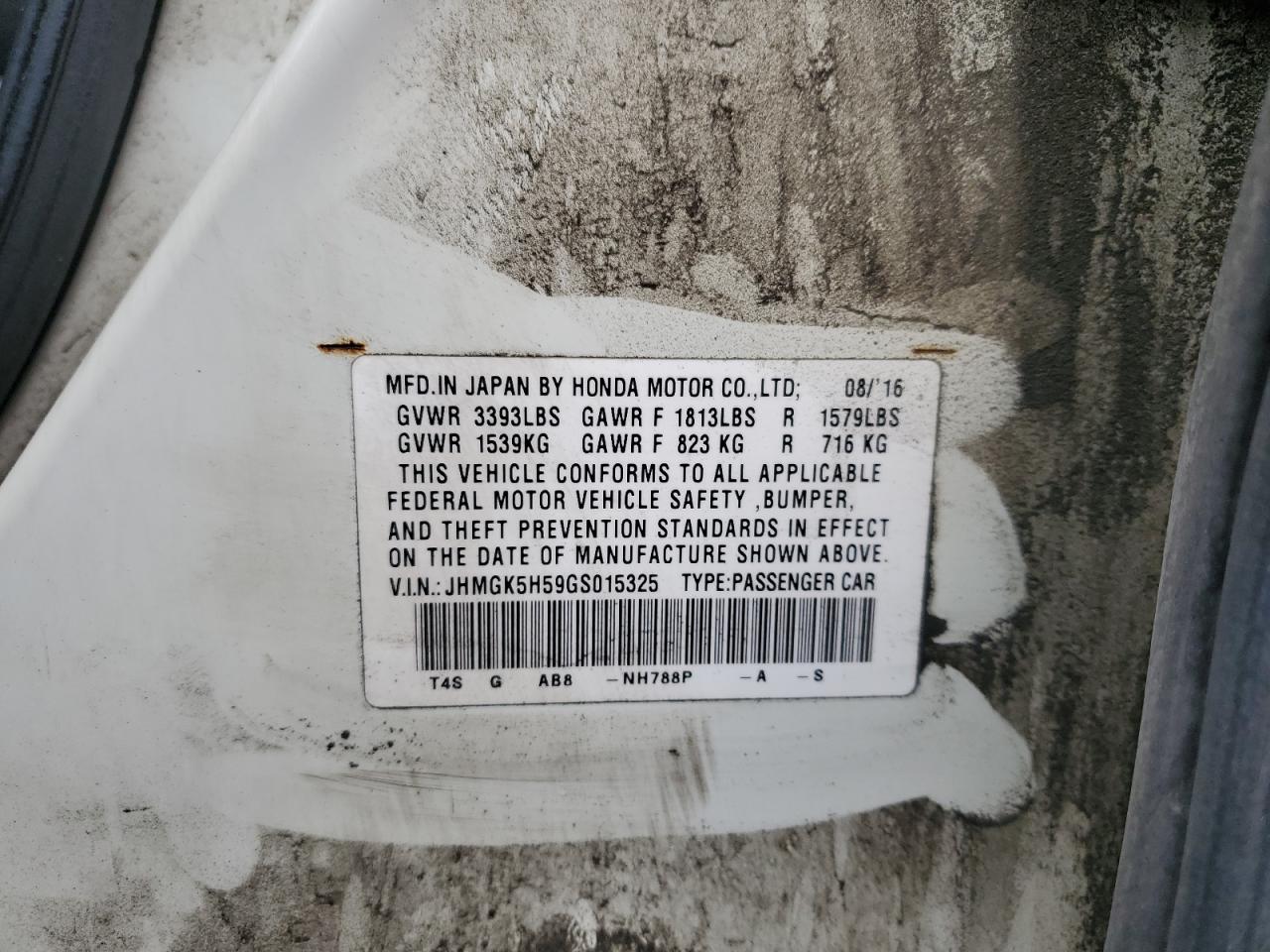 2016 Honda Fit Lx VIN: JHMGK5H59GS015325 Lot: 85165675