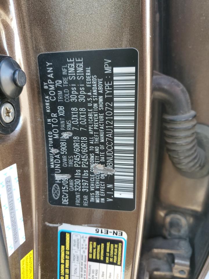 2010 Hyundai Veracruz Gls VIN: KM8NUDCC7AU121072 Lot: 85378775