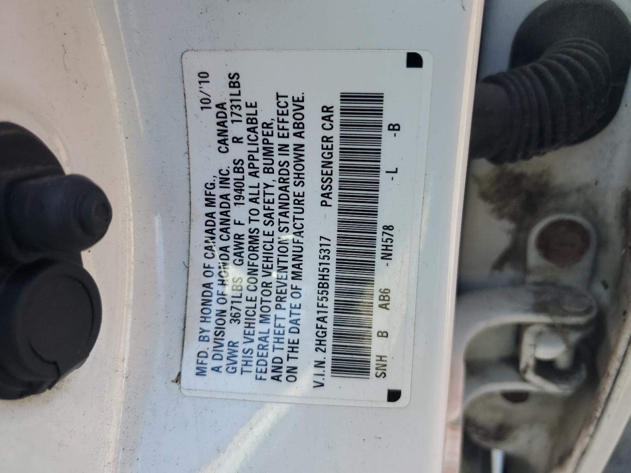 2011 Honda Civic Lx VIN: 2HGFA1F55BH515317 Lot: 85849115