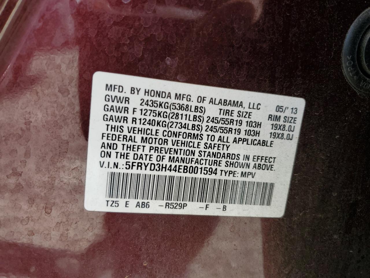 2014 Acura Mdx Technology VIN: 5FRYD3H44EB001594 Lot: 82285665