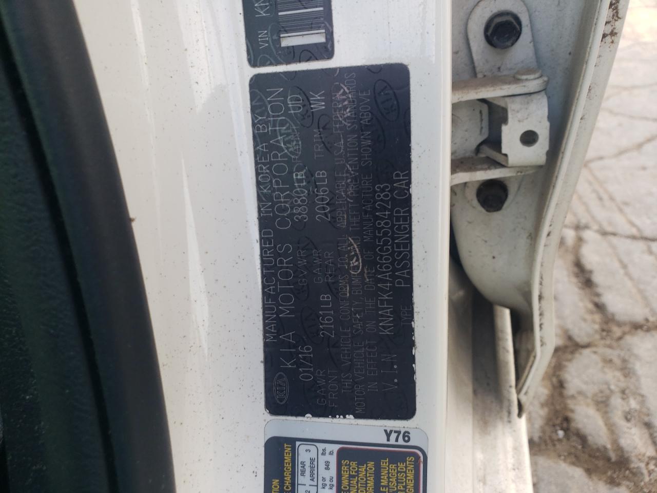 2016 Kia Forte Lx VIN: KNAFK4A66G5584283 Lot: 86157055