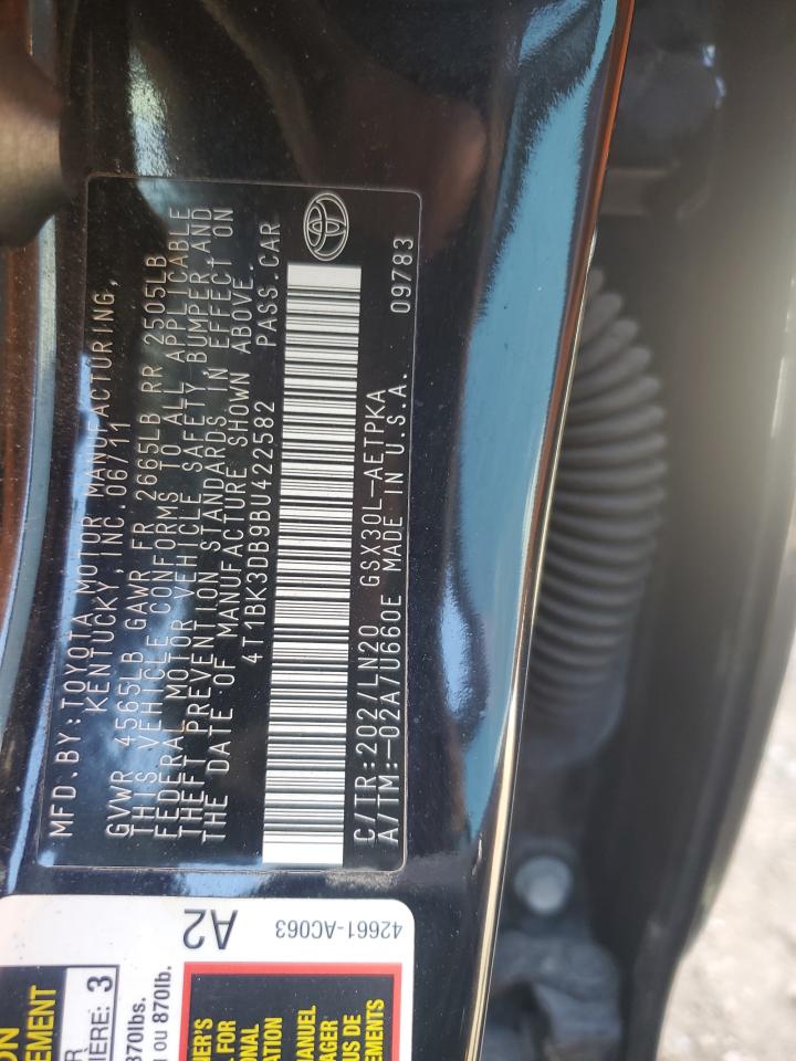 2011 Toyota Avalon Base VIN: 4T1BK3DB9BU422582 Lot: 89875595