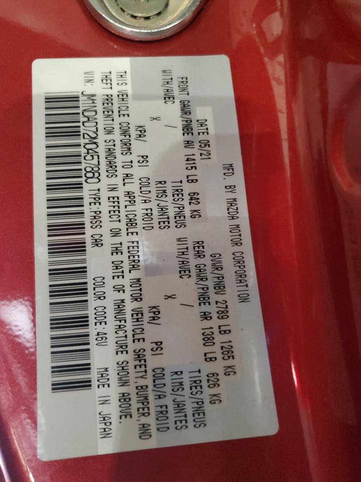 2021 Mazda Mx-5 Miata Grand Touring VIN: JM1NDAD72M0457860 Lot: 82454705