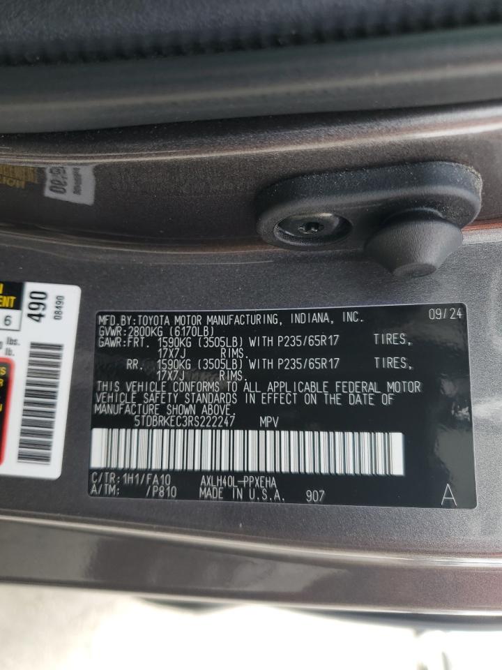 2024 Toyota Sienna Le VIN: 5TDBRKEC3RS222247 Lot: 82397825