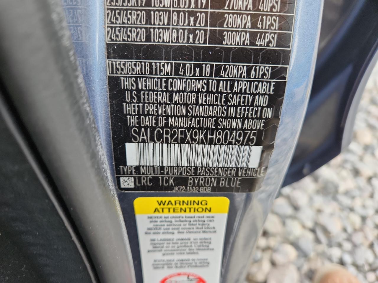 2019 Land Rover Discovery Sport Hse VIN: SALCR2FX9KH804975 Lot: 90800195