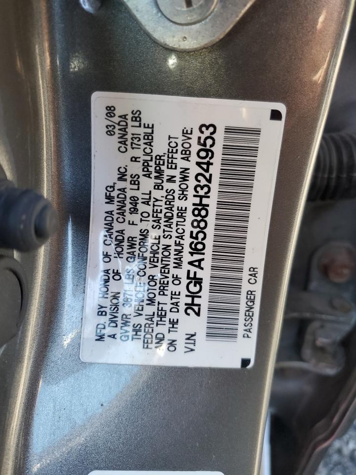2008 Honda Civic Lx VIN: 2HGFA16588H324953 Lot: 86263995
