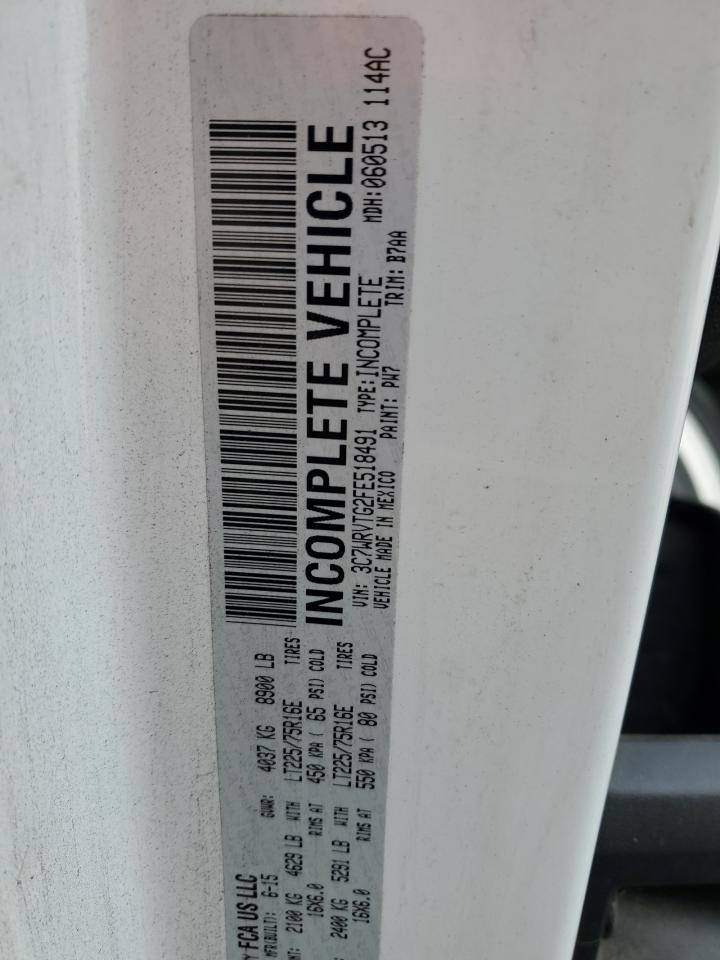 2015 Ram Promaster 2500 2500 Standard VIN: 3C7WRVTG2FE518491 Lot: 82350795