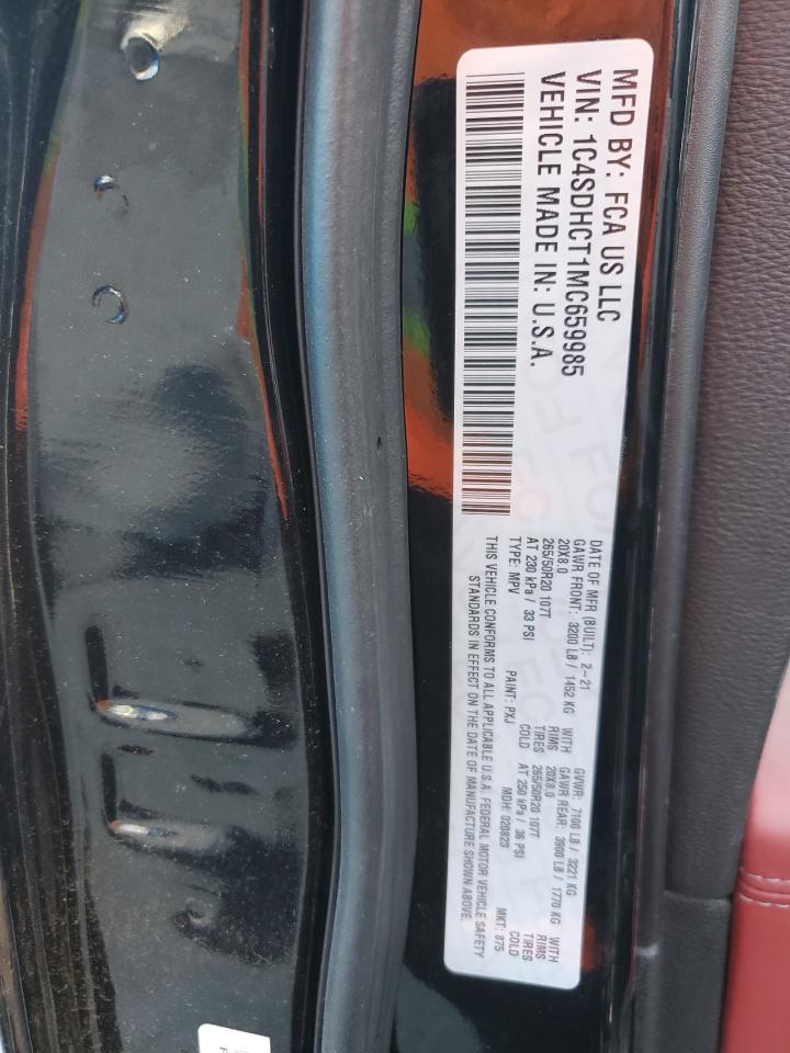 2021 Dodge Durango R/T VIN: 1C4SDHCT1MC659985 Lot: 87190165