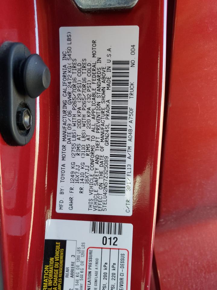 2007 Toyota Tacoma Double Cab VIN: 5TELU42N57Z325089 Lot: 89681055