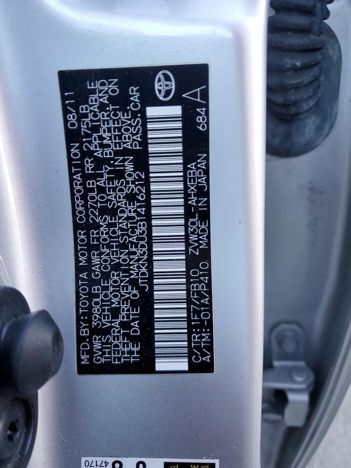 2011 Toyota Prius VIN: JTDKN3DU3B1416212 Lot: 89574275