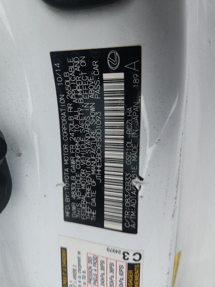 2015 Lexus Rc 350 VIN: JTHHE5BCXF5001093 Lot: 82625495