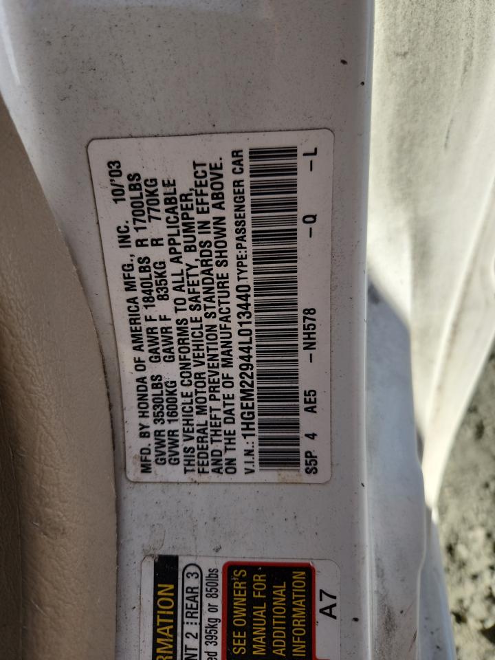 2004 Honda Civic Ex VIN: 1HGEM22944L013440 Lot: 87312905