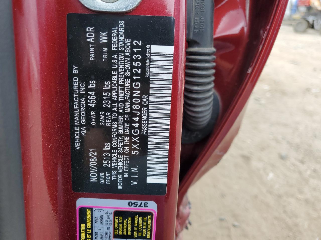 2022 Kia K5 Gt VIN: 5XXG44J80NG125312 Lot: 85371625