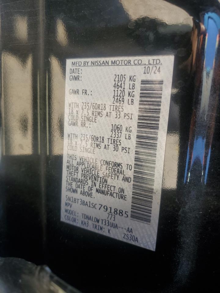 2025 Nissan Rogue Sv VIN: 5N1BT3BA1SC791885 Lot: 86803125