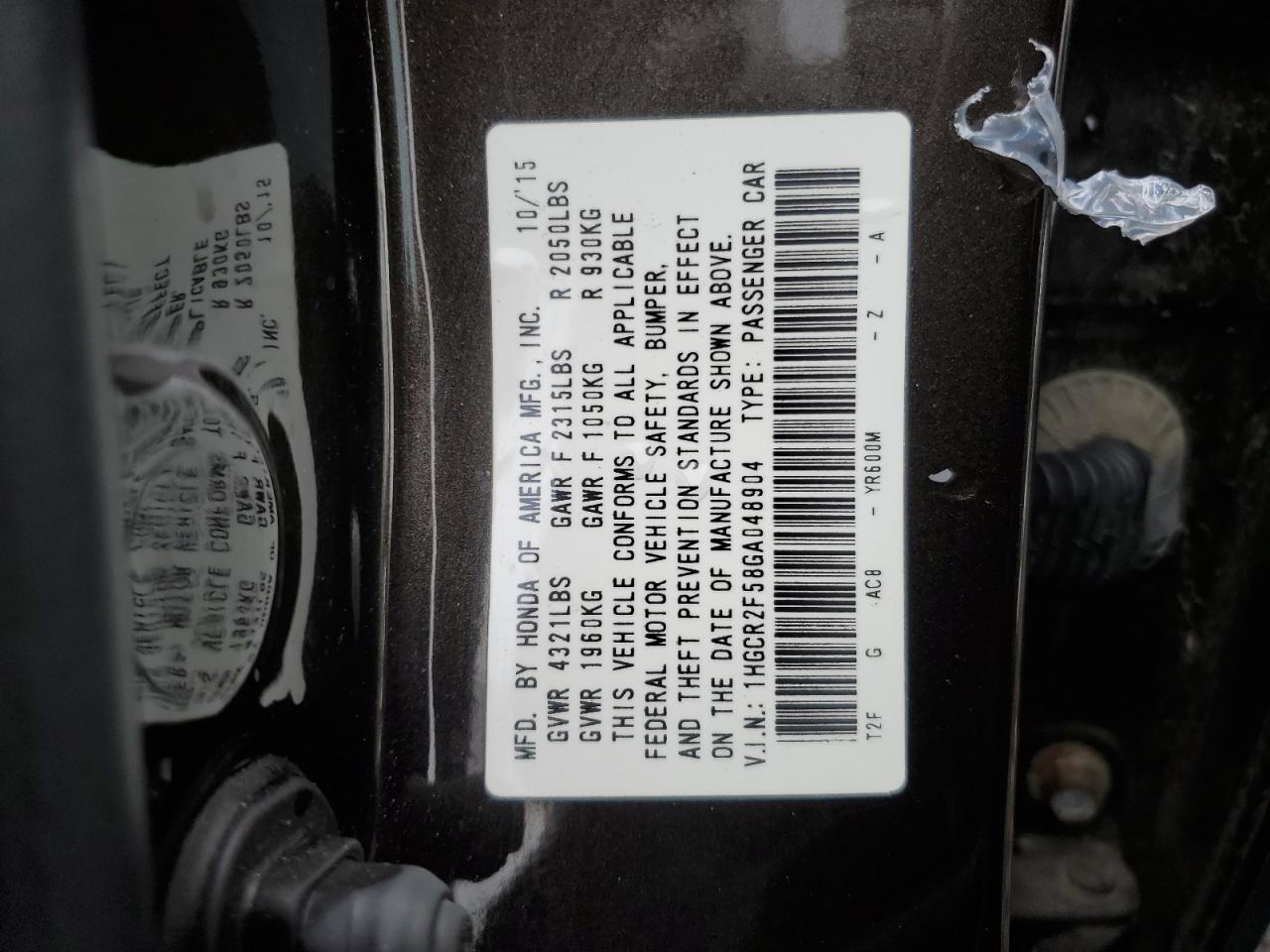 2016 Honda Accord Sport VIN: 1HGCR2F58GA048904 Lot: 85309825