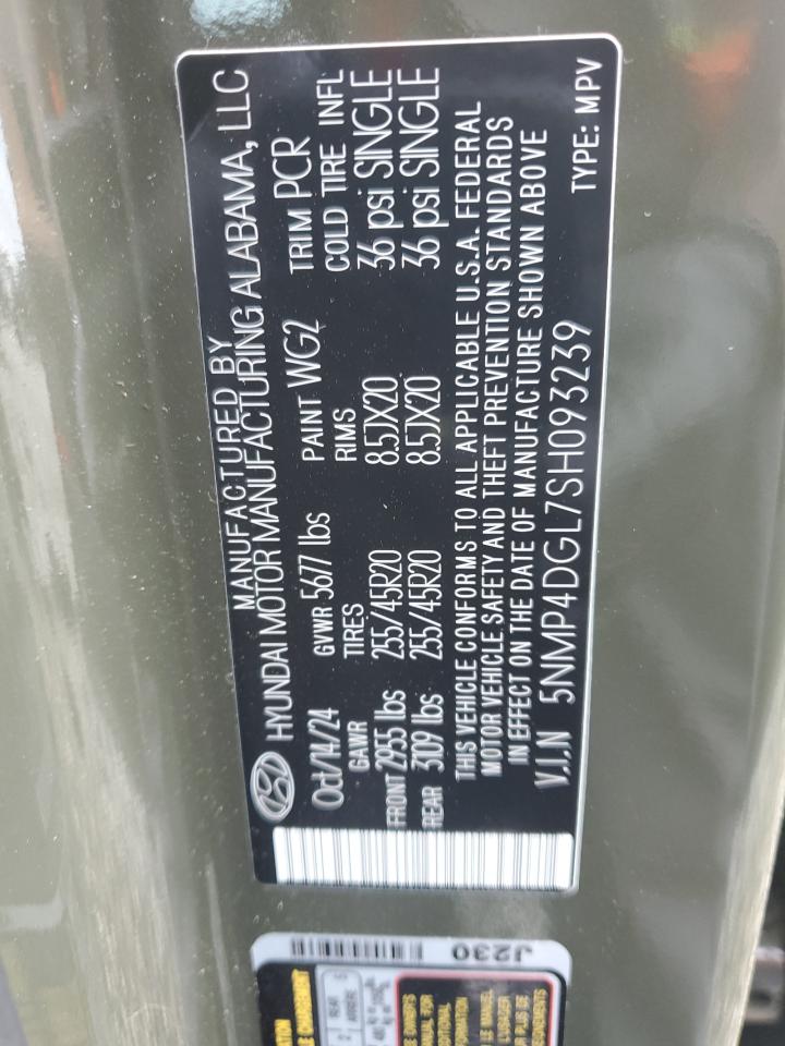 2025 Hyundai Santa Fe Limited VIN: 5NMP4DGL7SH093239 Lot: 85531975